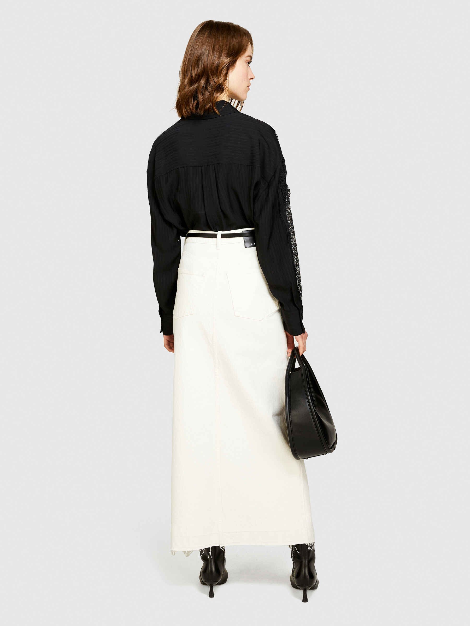 Satin shirt with lace Women image number null