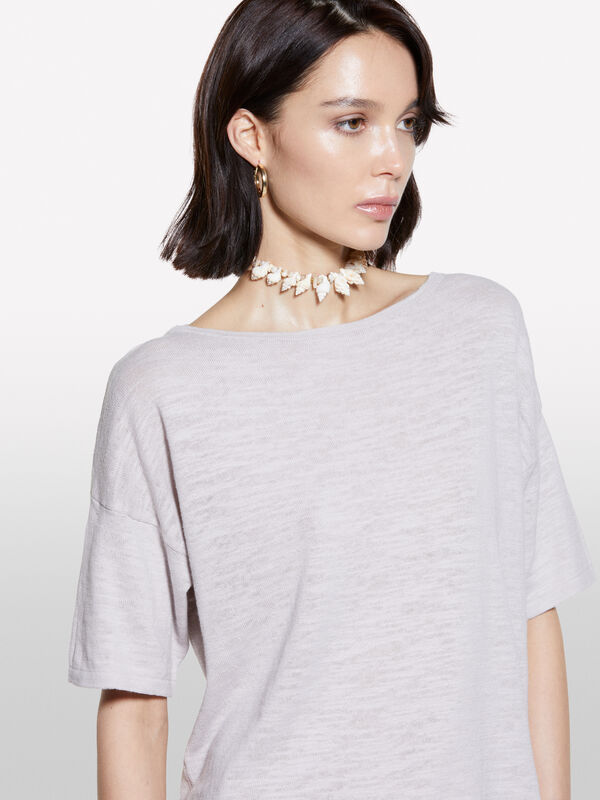 Gray oversized fit knit t-shirt - women's short sleeve t-shirts | Sisley