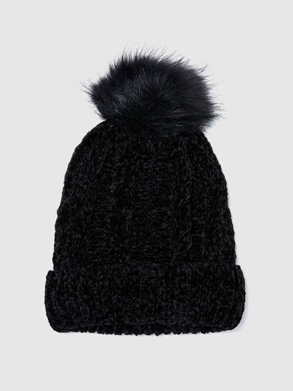 Chenille hat with pom pom - girls' accessories | Sisley Young
