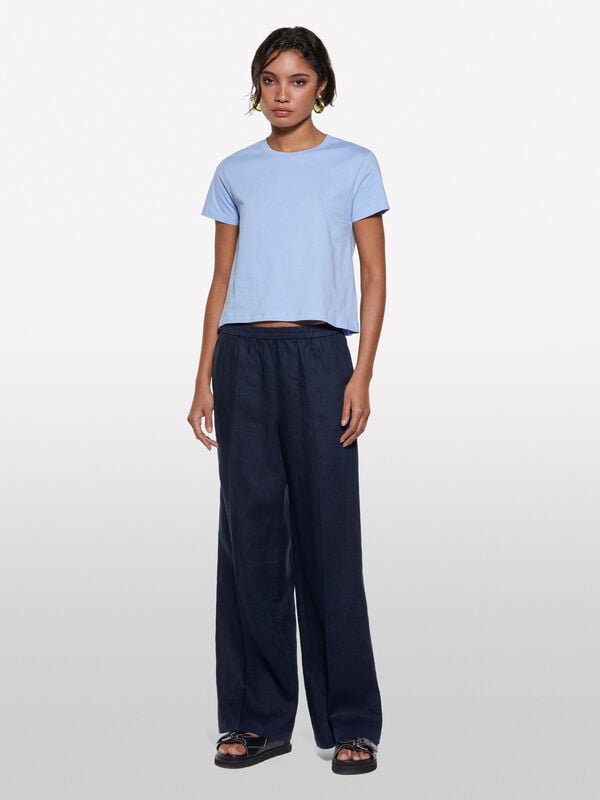 Light blue boxy t-shirt Light blue boxy t-shirt - women's short sleeve t-shirts | Sisley