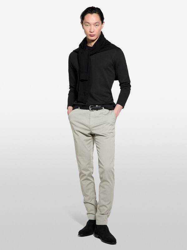Dove gray slim fit trousers - men's chino trousers | Sisley