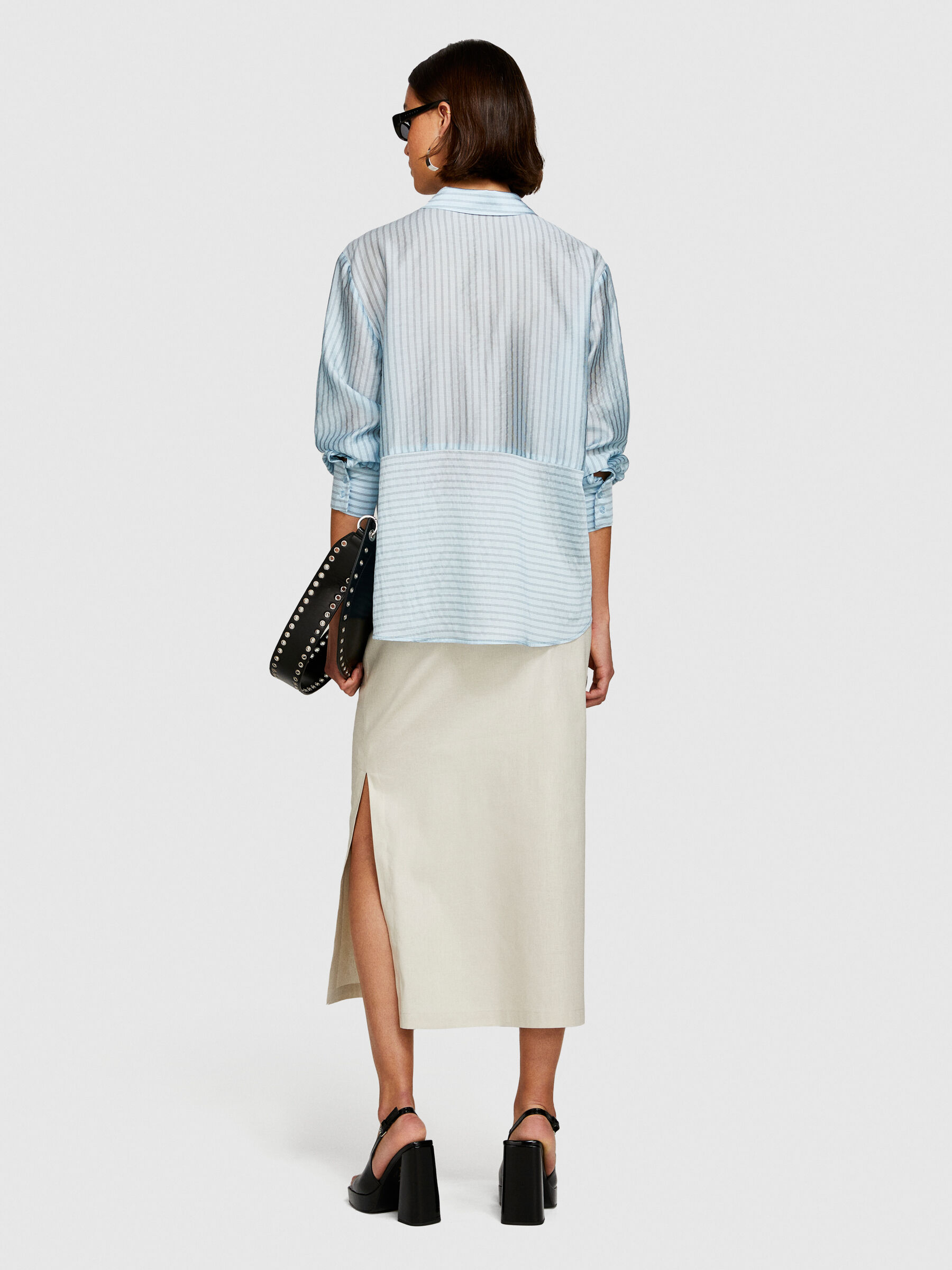 Oversized striped shirt, Light Blue - Sisley