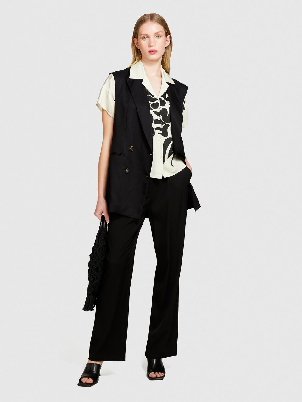 Low-waisted flared fit trousers Women image number null