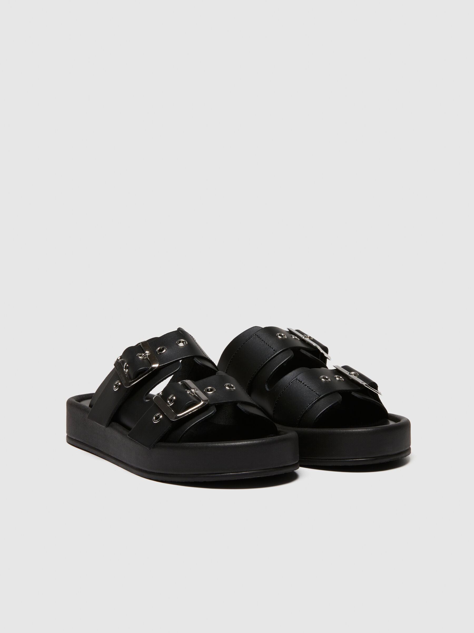 Black leather slippers ladies new arrivals