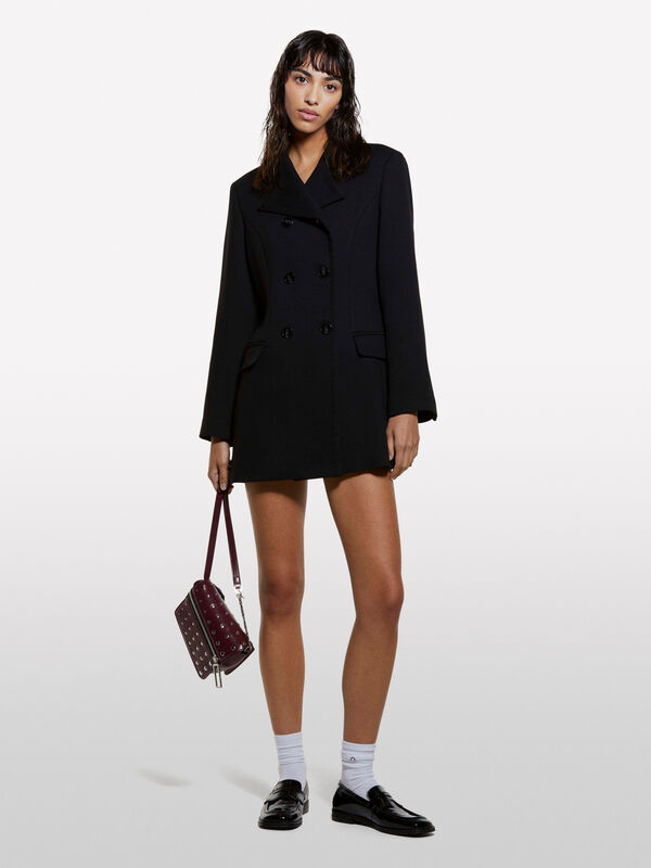 Black double-breasted coat - women's coats | Sisley