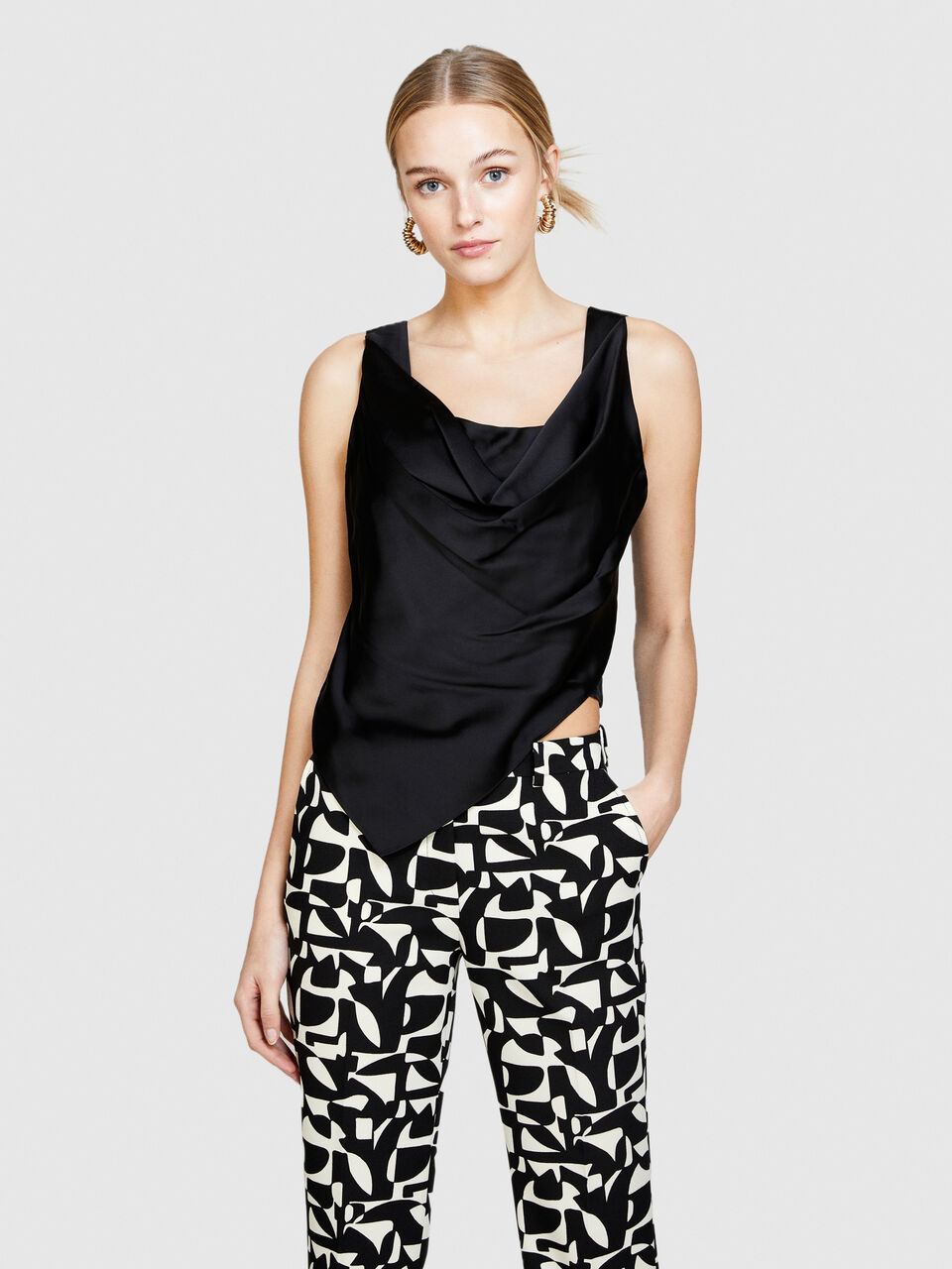 Asymmetric satin top Women image number null