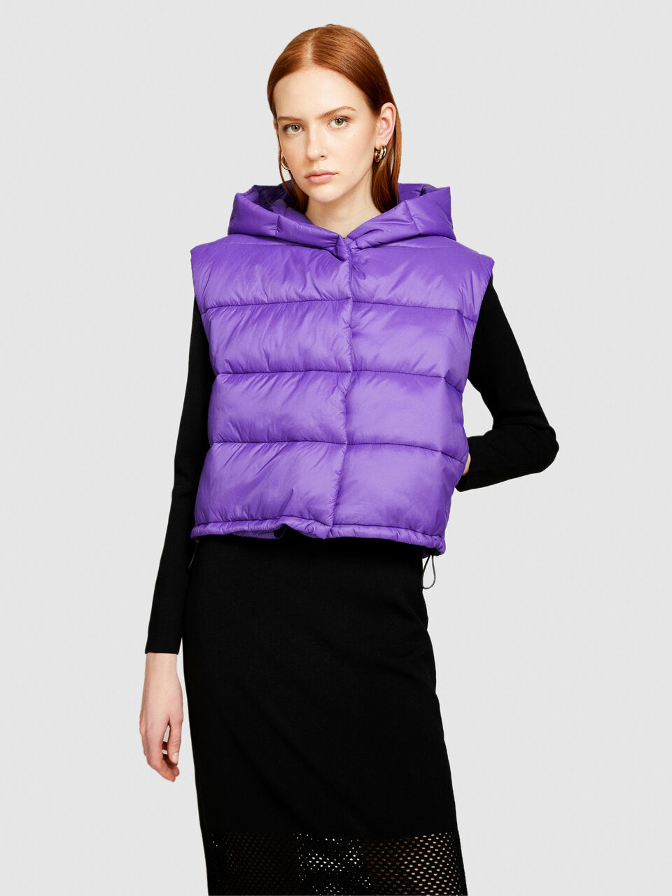 Sleeveless jacket with hood Women image number null