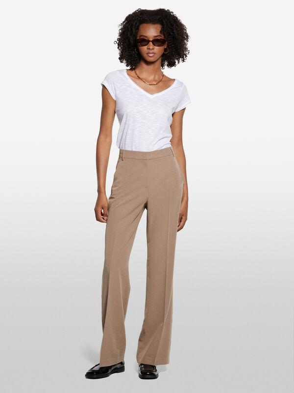 White V-neck t-shirt - women's short sleeve t-shirts | Sisley