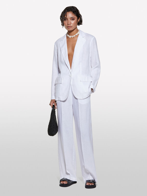 White 100% linen blazer - women's blazers | Sisley