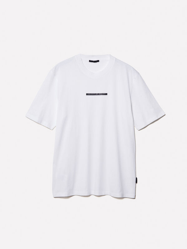 White t-shirt with text print - men's short sleeve t-shirts | Sisley