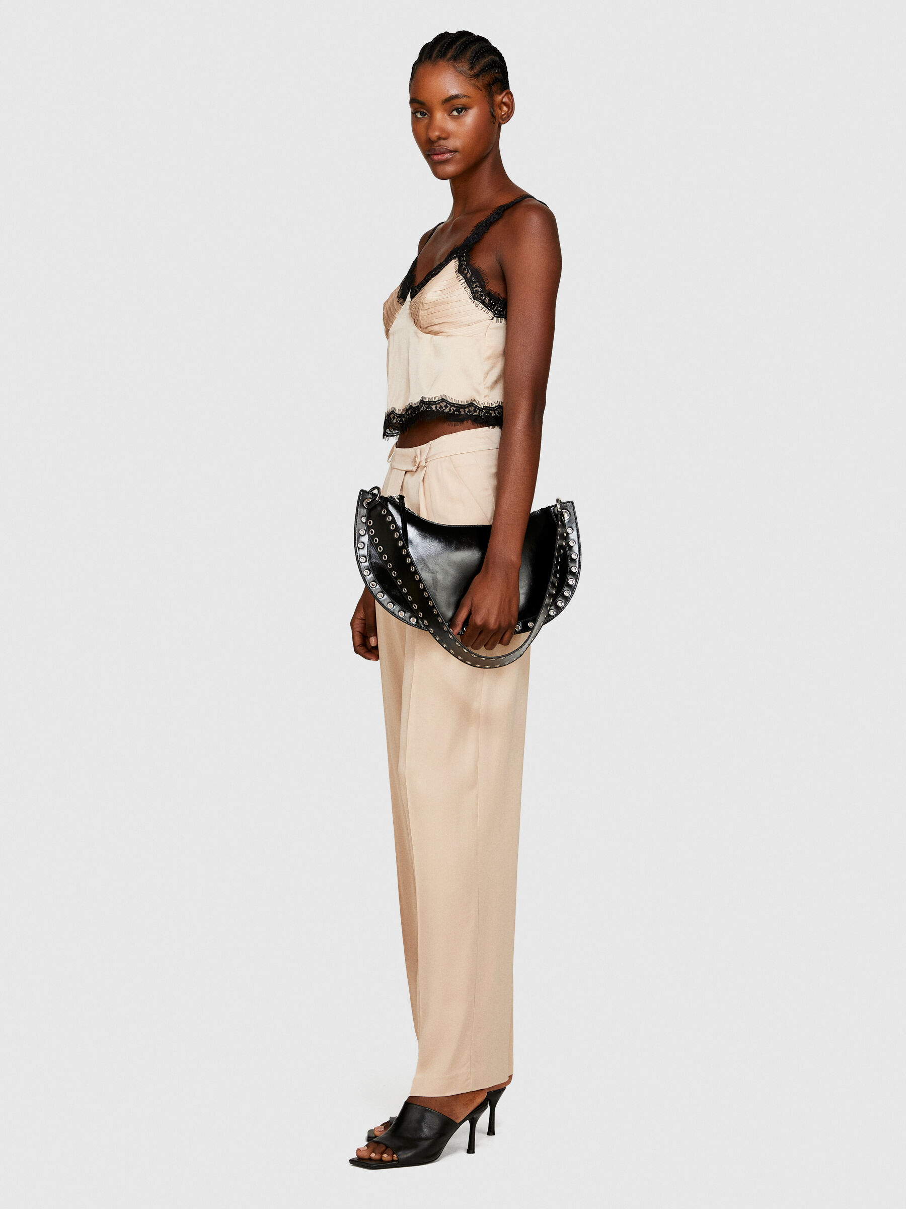 Satin top with lace Women image number null