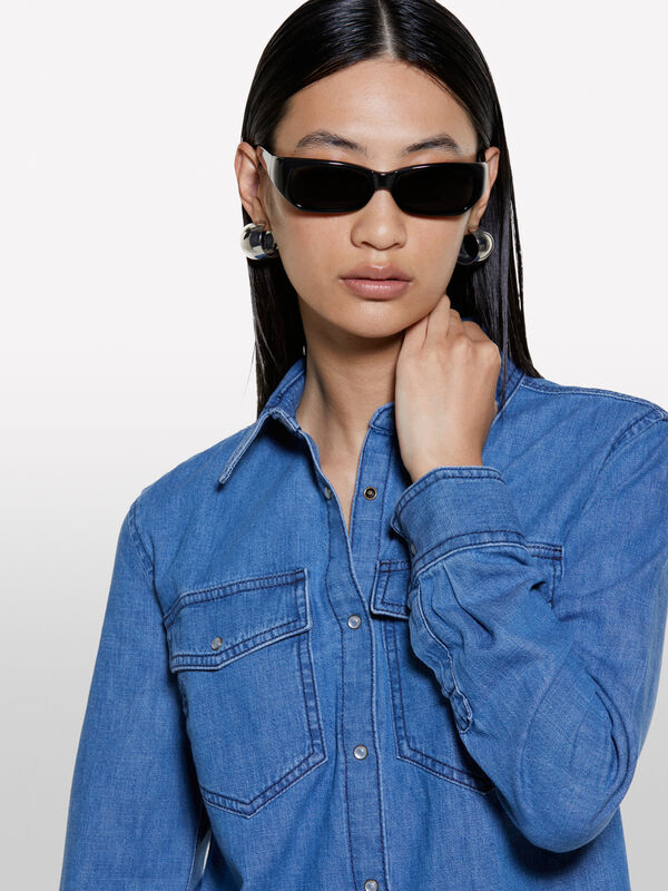 Blue regular fit denim shirt - women's shirts | Sisley