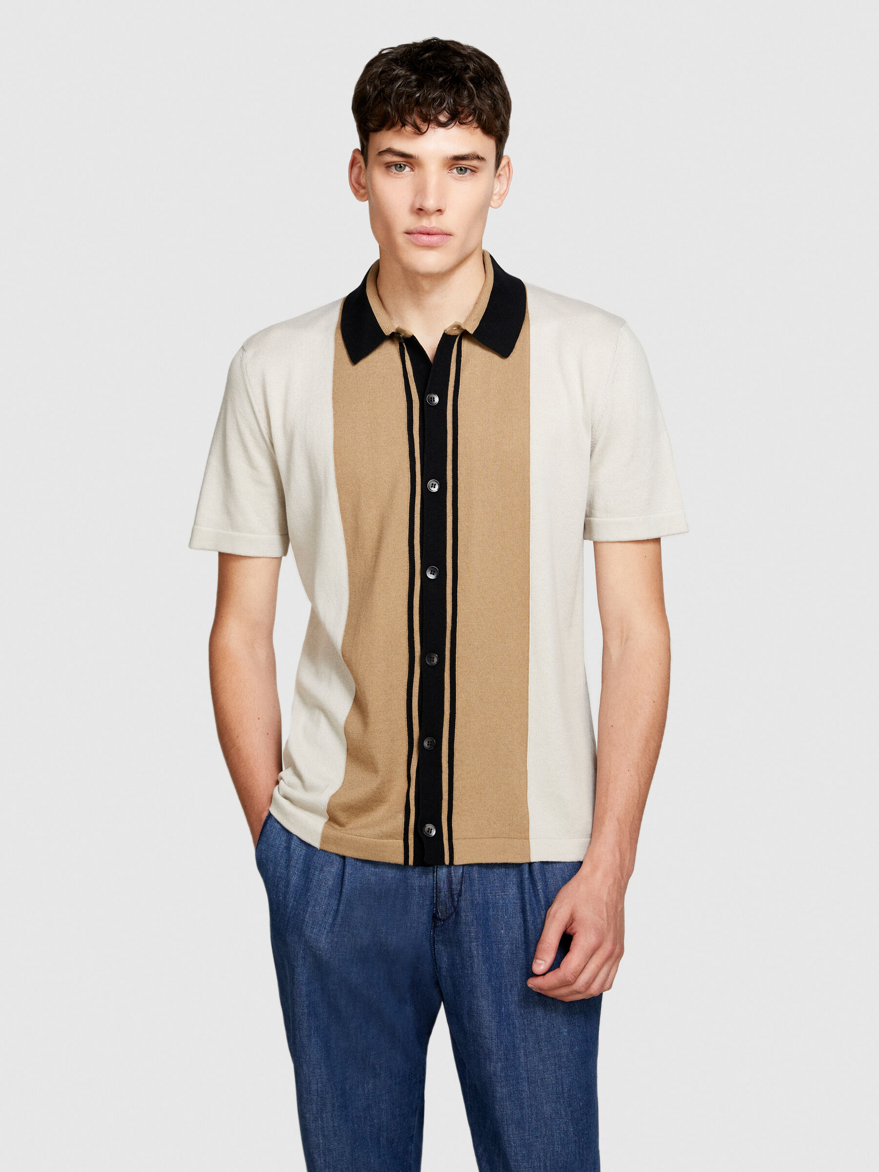 Color block sweater with buttons Men image number null