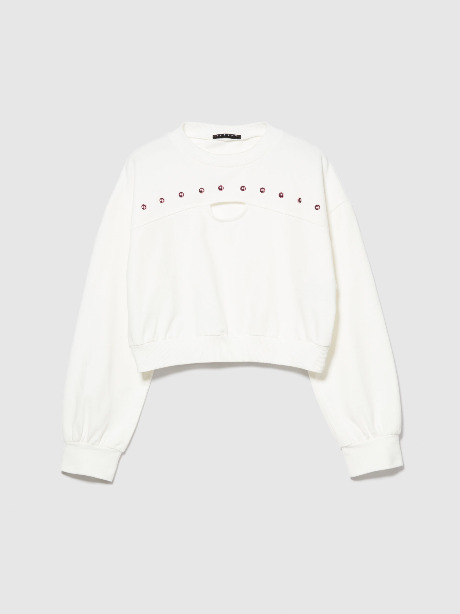 Cropped sweatshirt with studs Junior Girl image number null