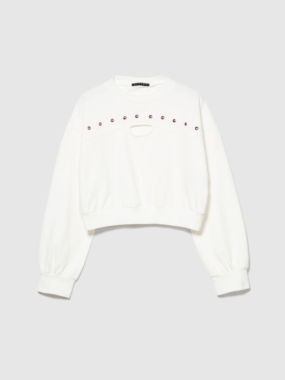Cropped sweatshirt with studs Junior Girl image number null