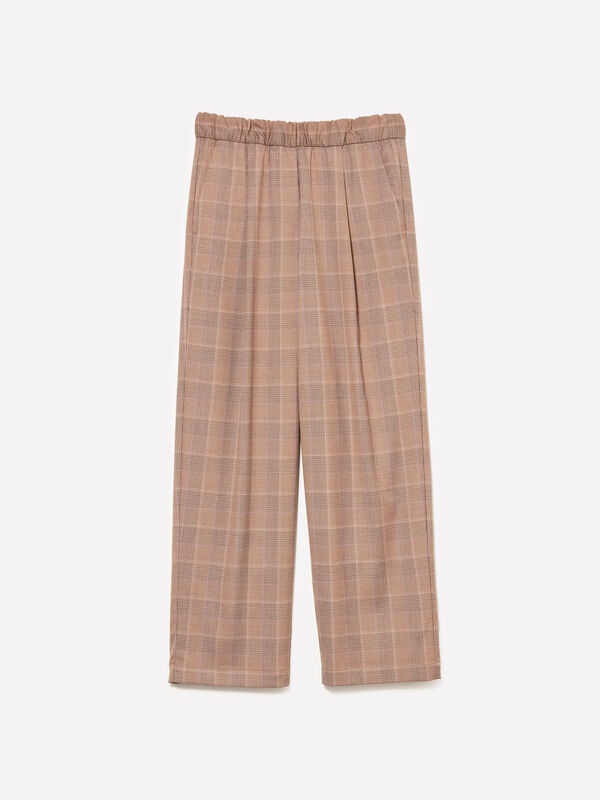 Relaxed fit tartan joggers - women's palazzo trousers | Sisley