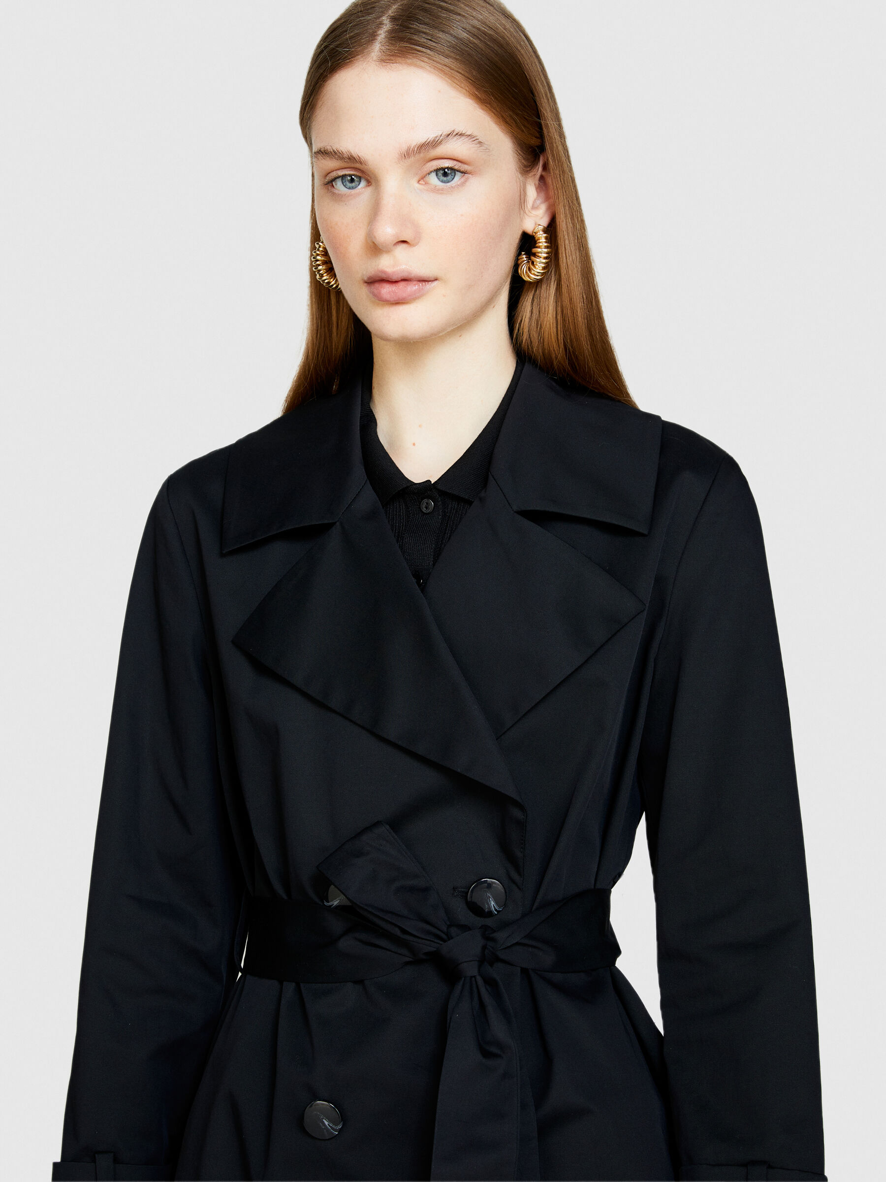 Oversized trench coat with sash Black Sisley