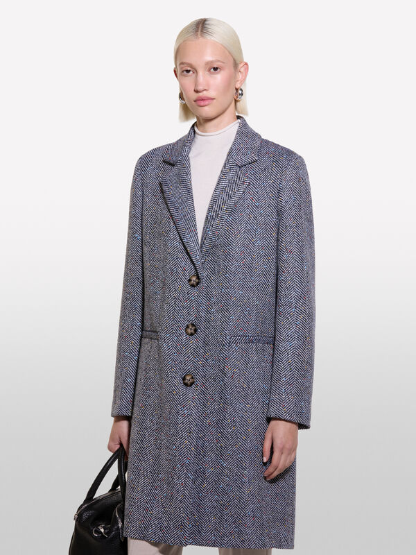 Gray chevron coat  - women's coats | Sisley