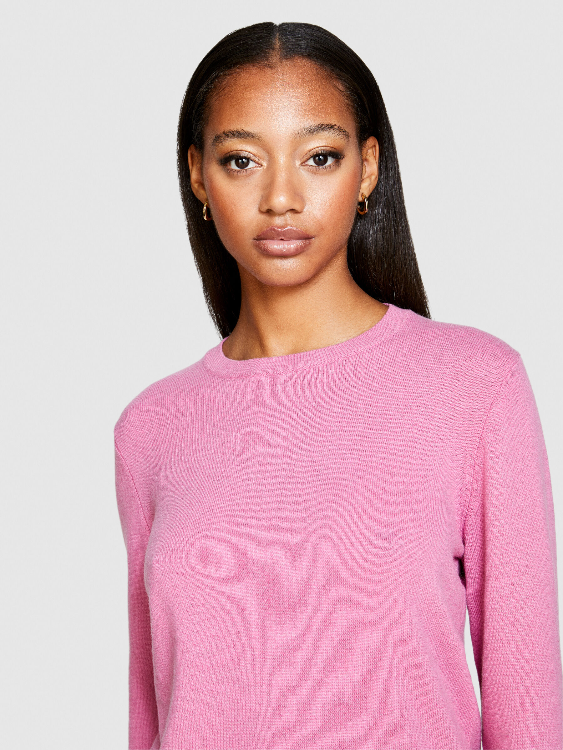 Pink crew neck sweater women's sale