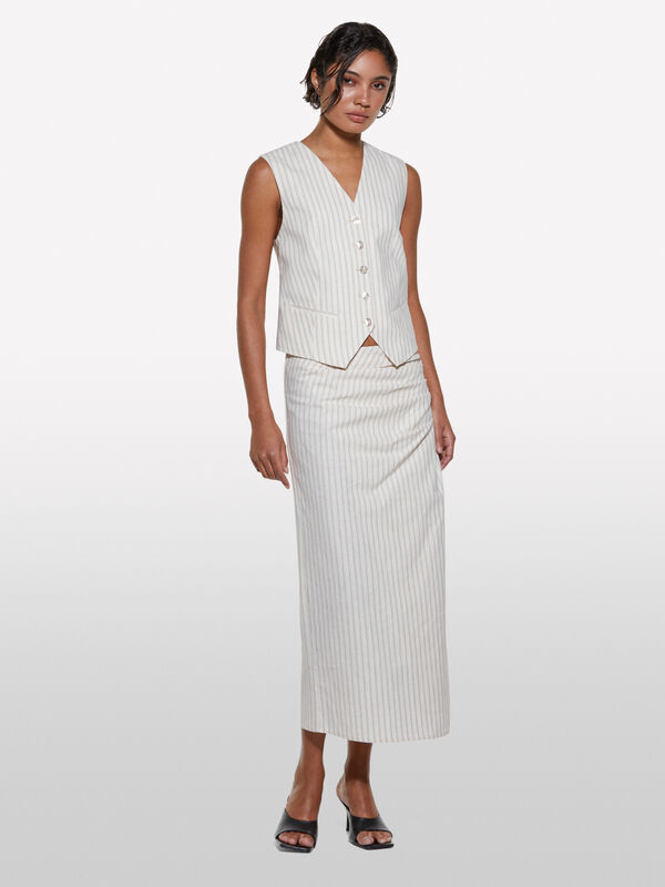 Beige striped vest - women's vests and sleeveless jackets | Sisley