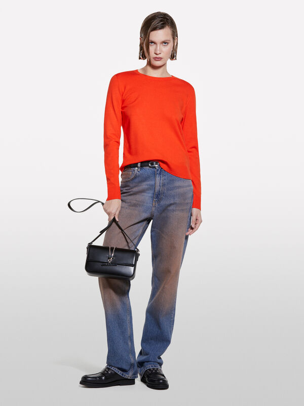 Orange crew neck sweater - women's crew neck sweaters | Sisley