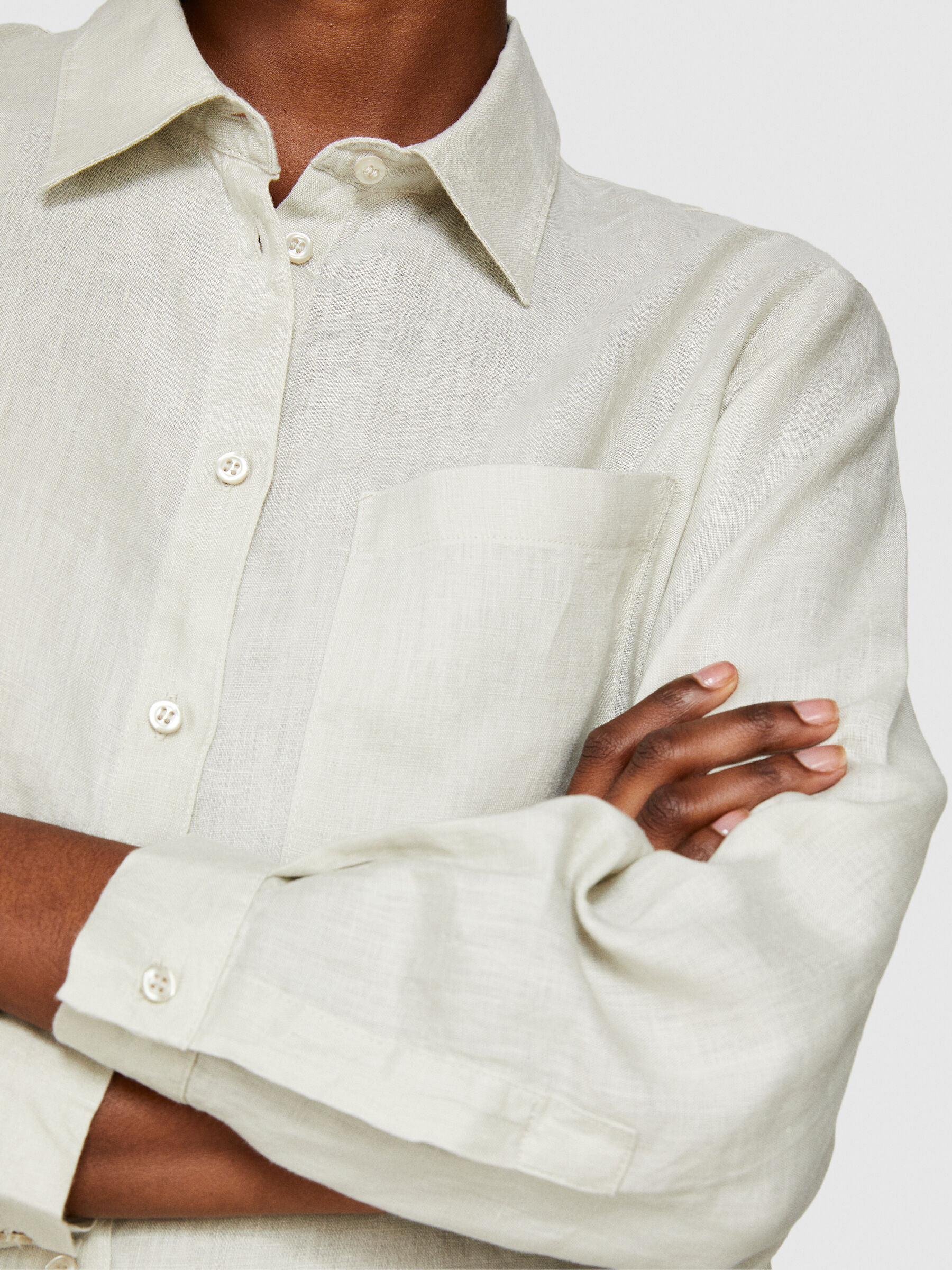 【美品】louren linen like over shirt ivory Sisley_24P_5BMLLQ06S_38U_P_Ful