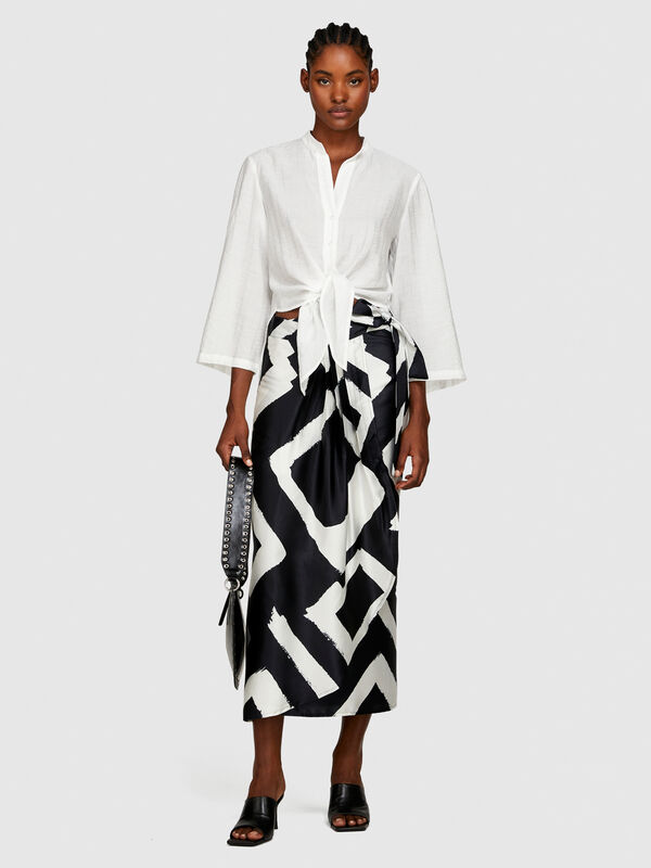 Uneven shirt with bow - women's shirts | Sisley