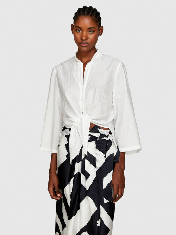 Uneven shirt with bow - women's shirts | Sisley