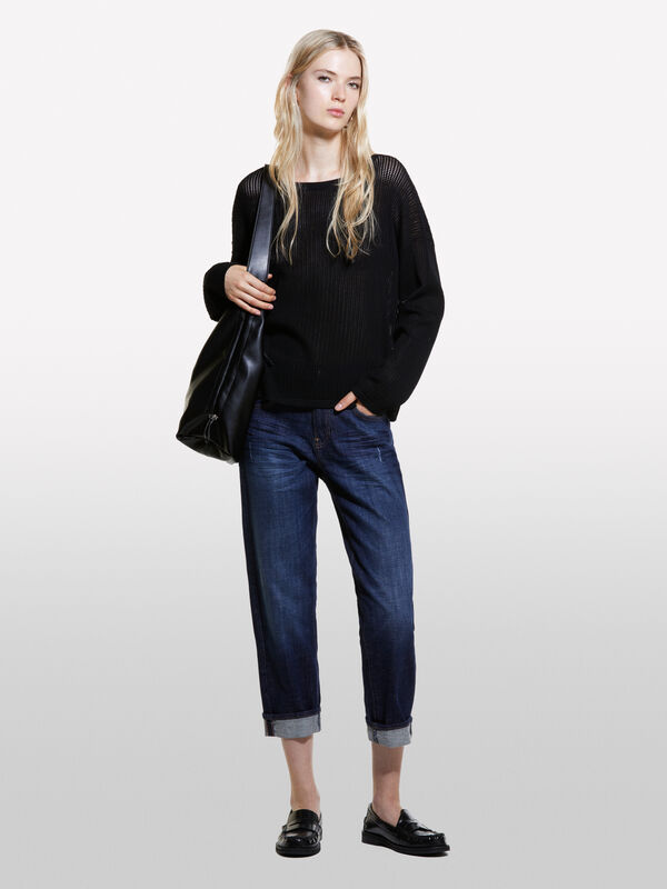 Dark blue regular fit Manhattan jeans - women's regular fit jeans | Sisley