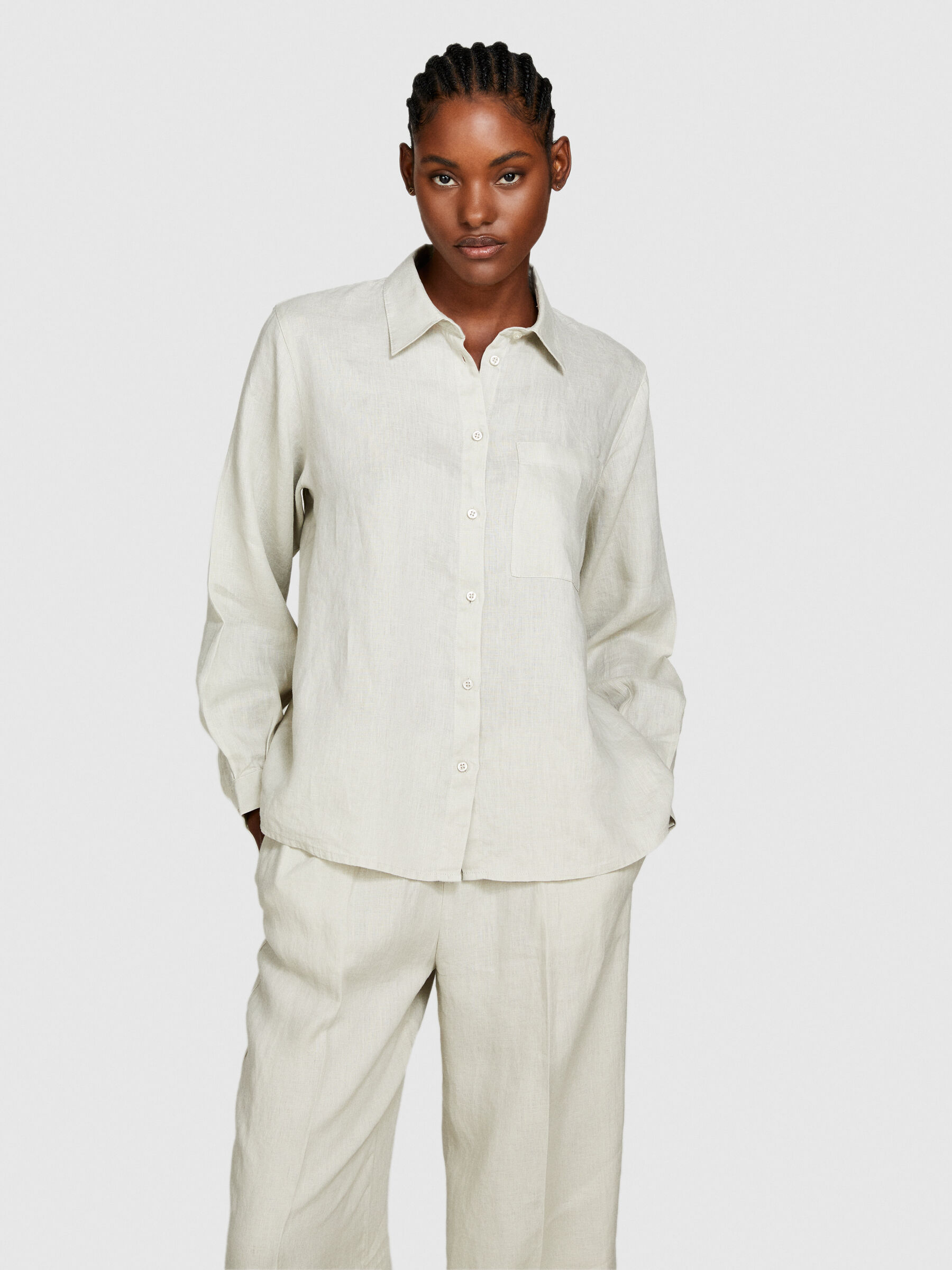 【美品】louren linen like over shirt ivory Sisley_24P_5BMLLQ06S_38U_P_Ful