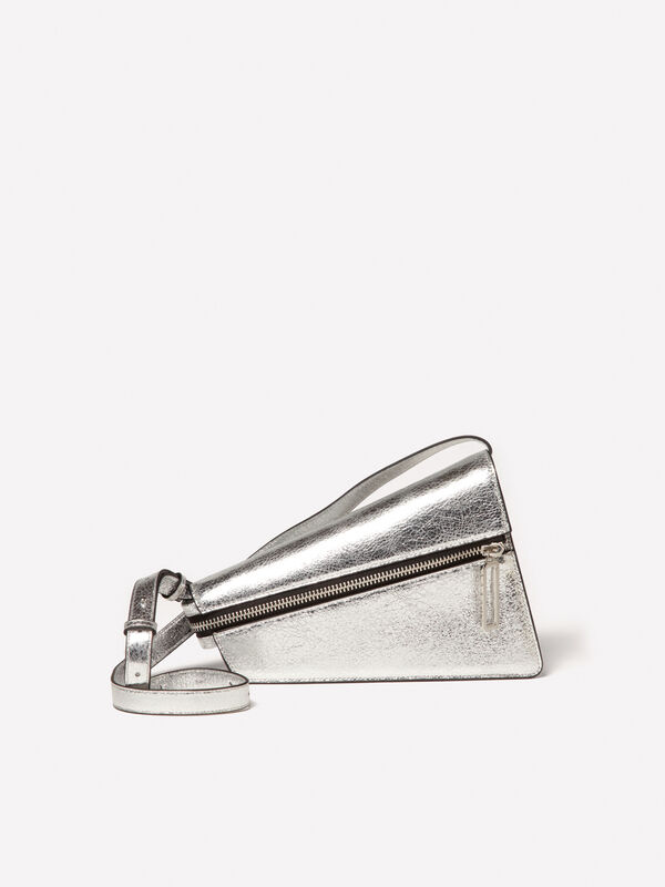 Silver asymmetric bag with shoulder strap - women's shoulder and crossbody bags | Sisley