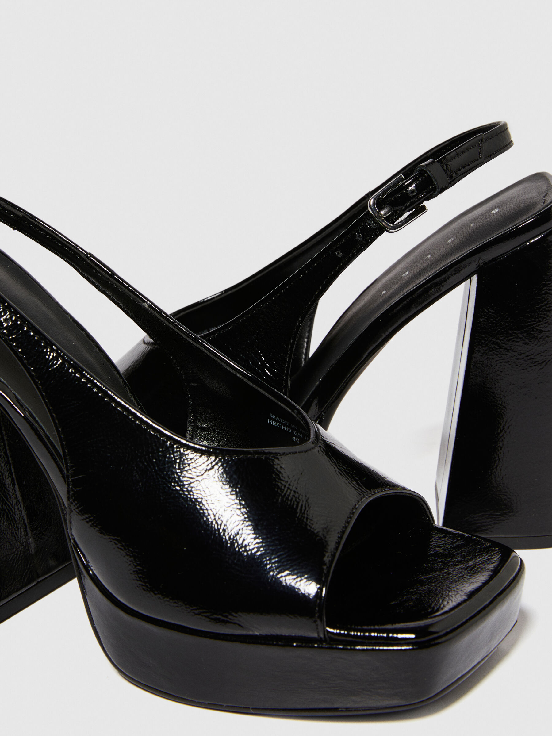 Leather sandals with platform, Black - Sisley