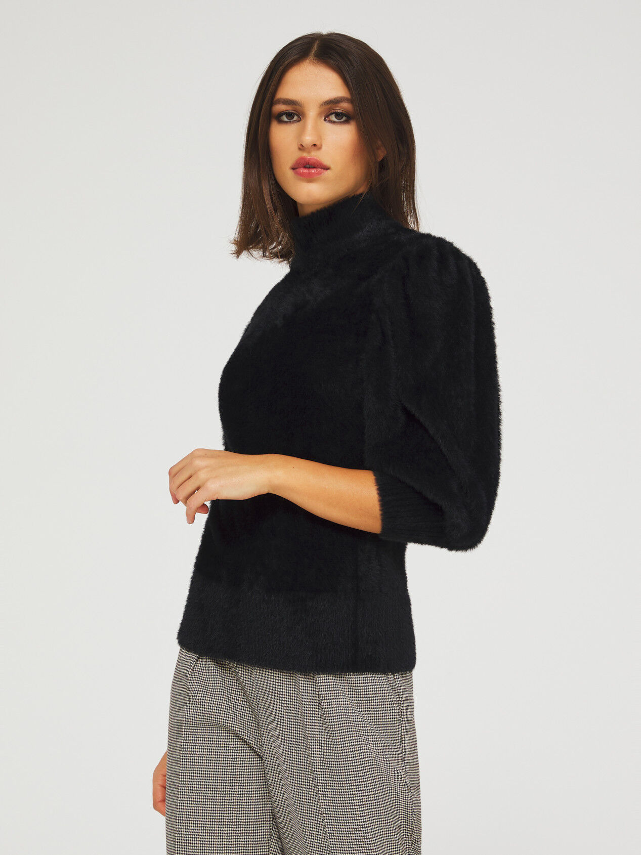 faux fur black sweater