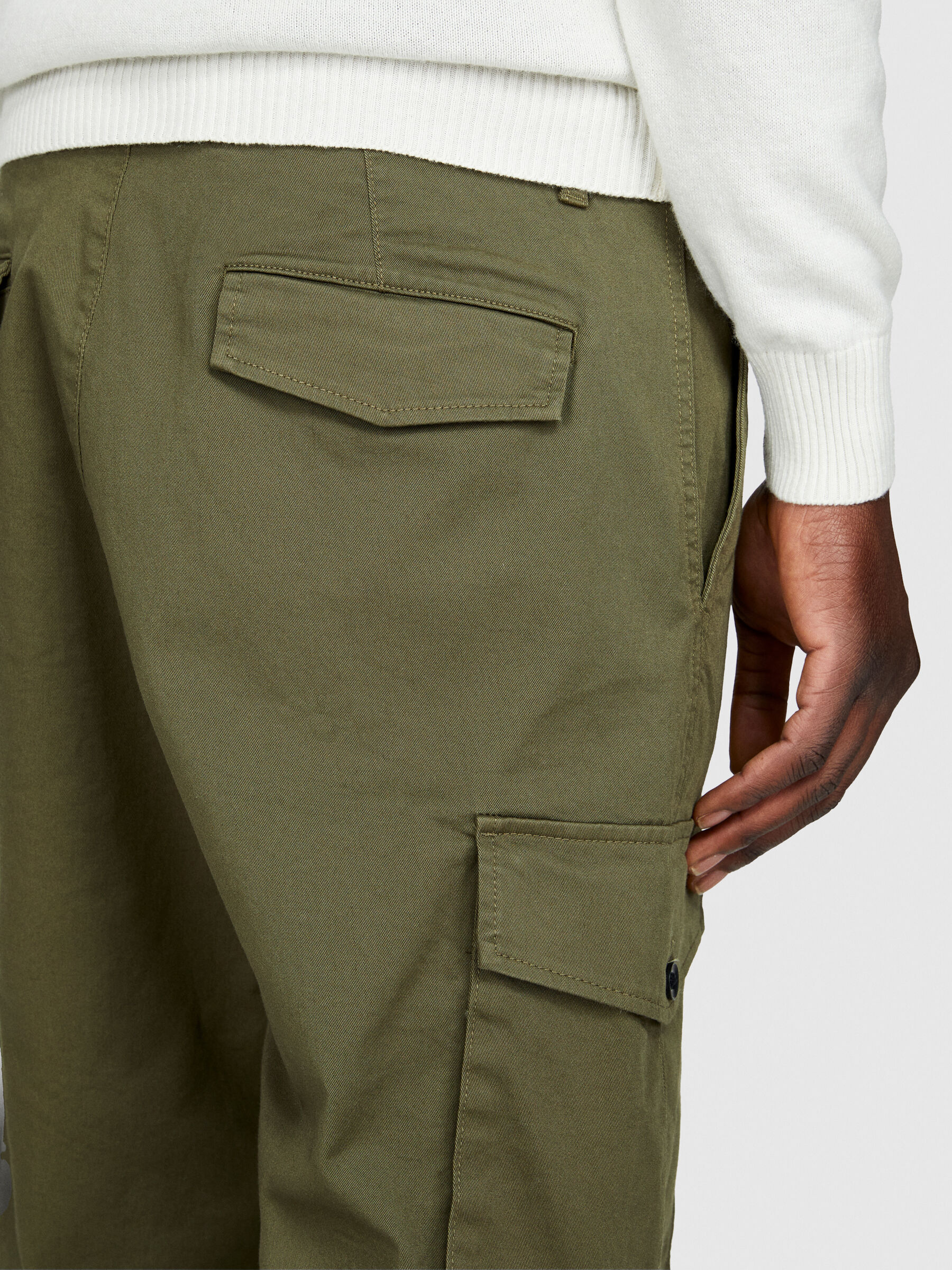 Tapered fit cargo trousers, Military Green - Sisley