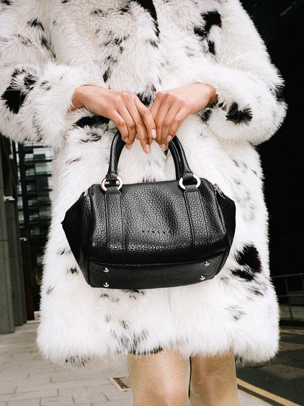Black textured box bag - women's shoulder and crossbody bags | Sisley