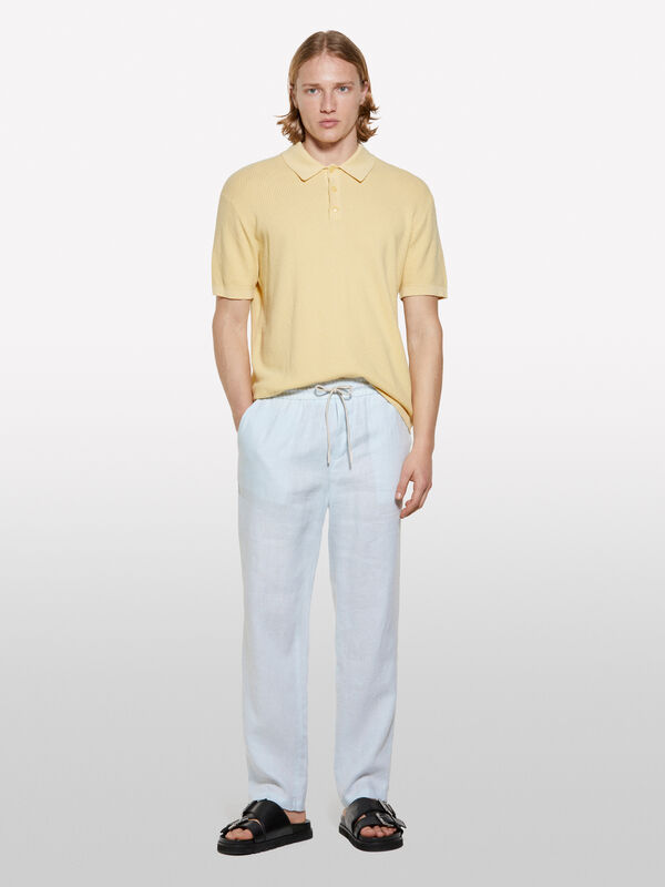 Sky blue 100% linen joggers - men's joggers | Sisley