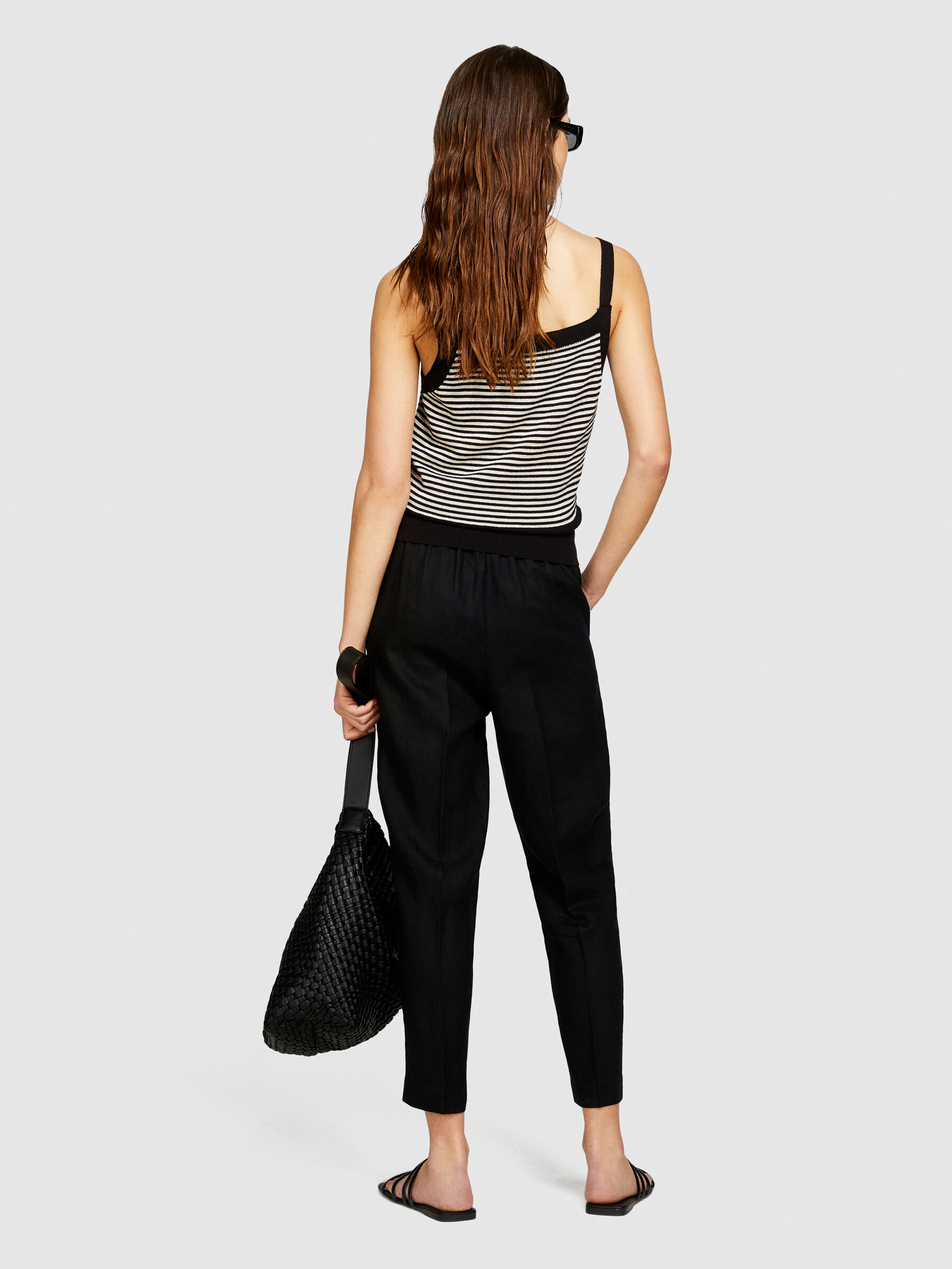 Black linen joggers womens outlet