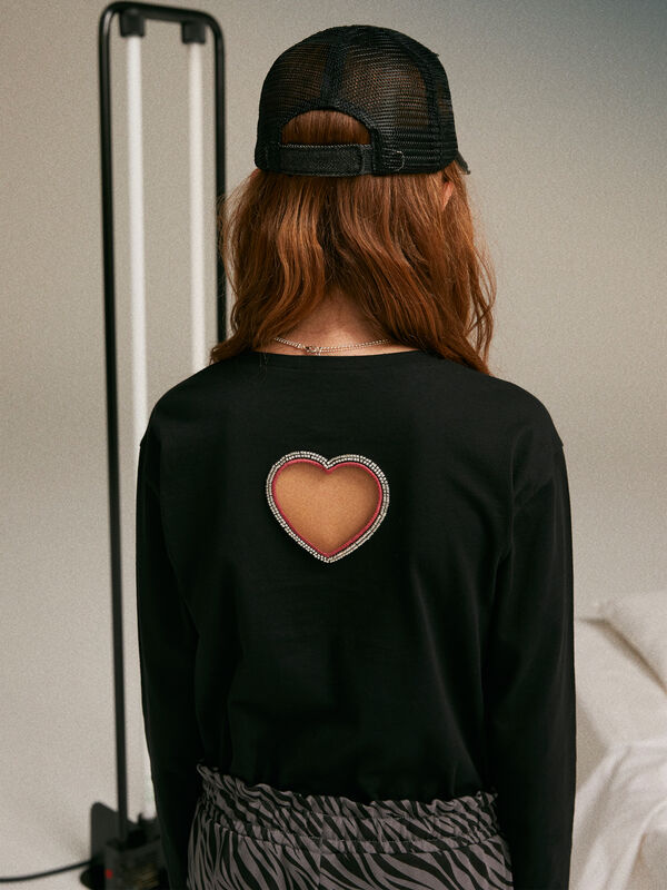 T-shirt with cut-out heart - girls' long sleeve t-shirts | Sisley Young