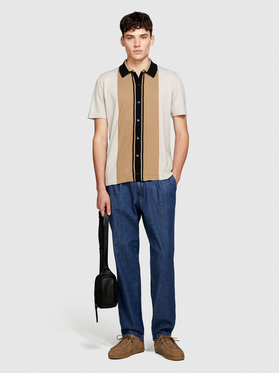 Color block sweater with buttons Men image number null