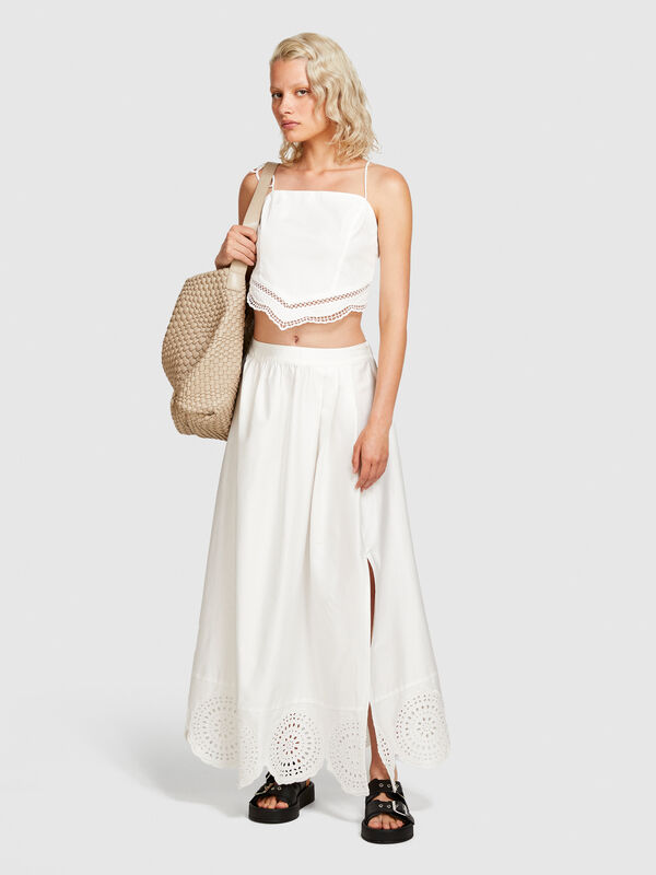 Midi skirt with lace - women's midi skirts | Sisley