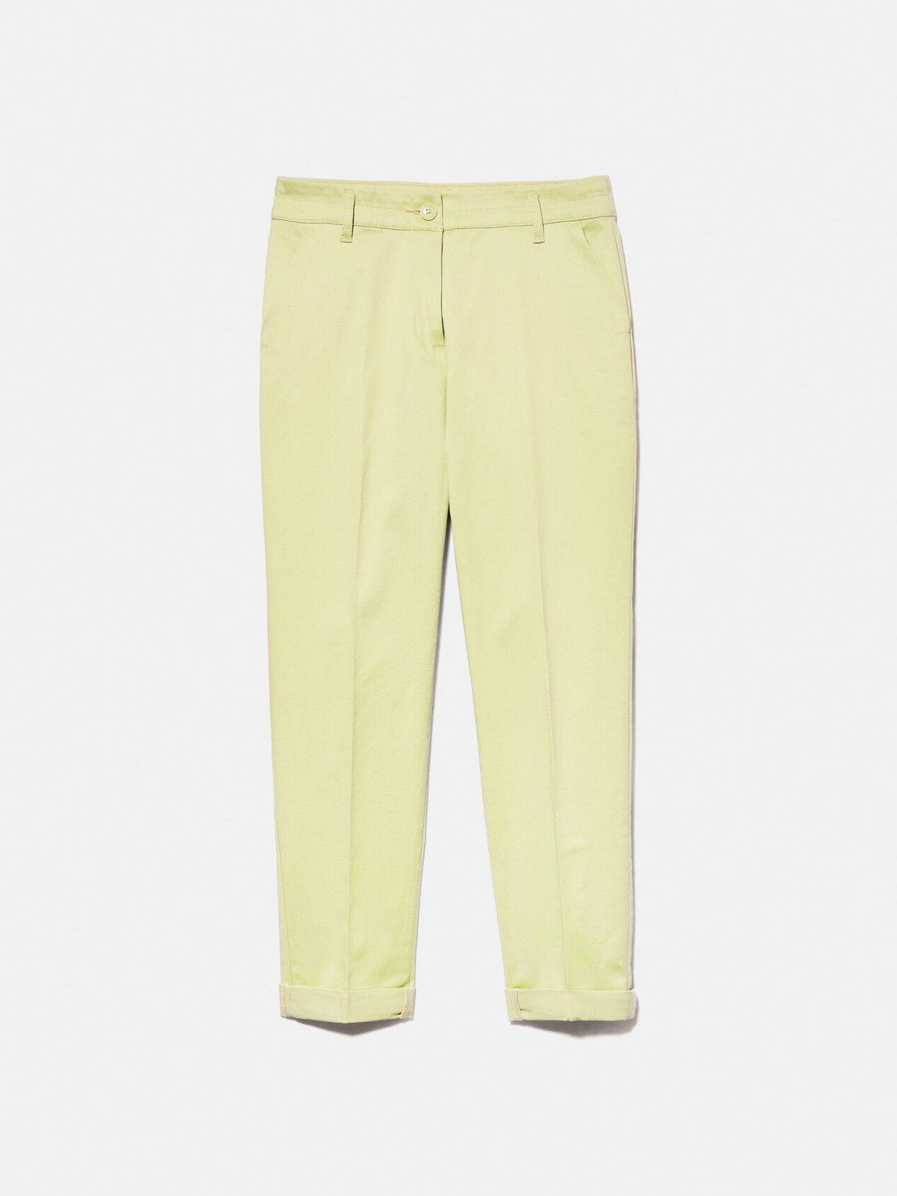Buy Reliable Yellow Cotton Solid Straight Fit Cigarette Trousers For Women  - Lowest price in India| GlowRoad