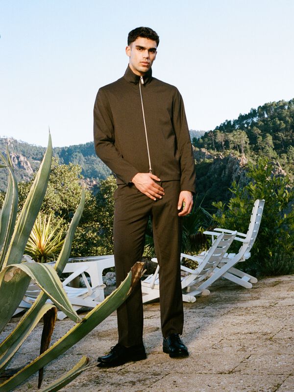 Brown regular fit joggers - men's regular fit trousers | Sisley