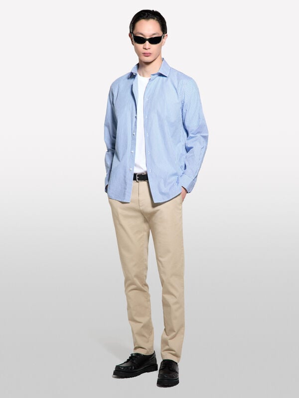 Blue yarn dyed shirt - men's regular fit shirts | Sisley