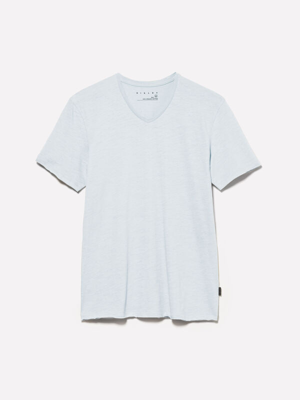 Sky blue slim fit t-shirt Sky blue slim fit t-shirt - men's short sleeve t-shirts | Sisley