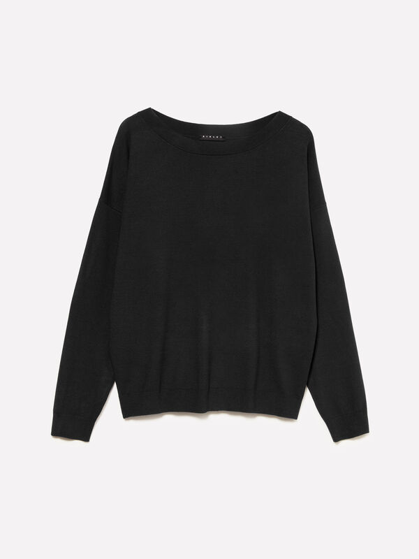 Black boat neck top - women's boat neck sweaters | Sisley