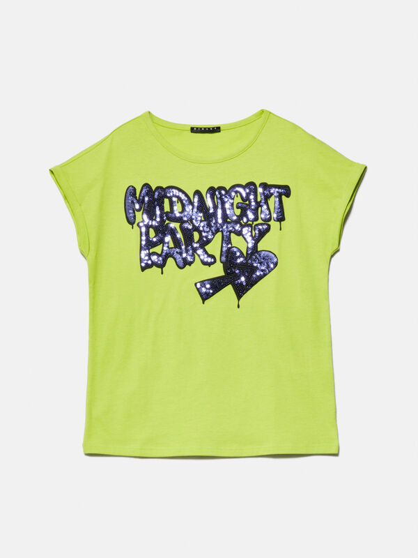 T-shirt with print and sequins Junior Girl