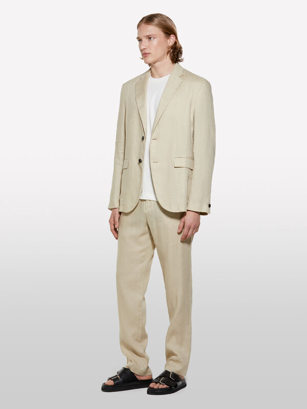Sand beige 100% linen blazer - men's blazers | Sisley
