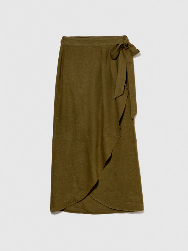 Pareo skirt in 100% linen - women's midi skirts | Sisley
