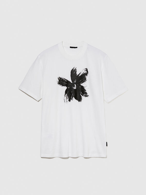 Relaxed fit t-shirt with print - men's short sleeve t-shirts | Sisley