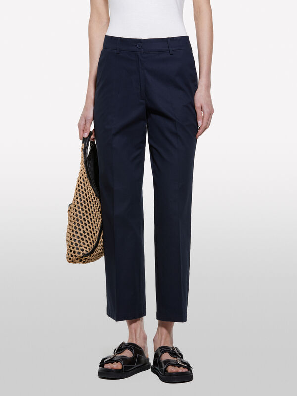 Dark blue flare fit trousers - women's flared trousers | Sisley